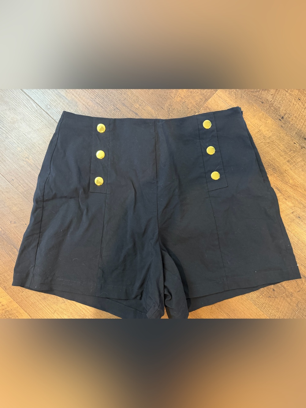 INC International Concepts Black Skort with Gold-Tone Buttons